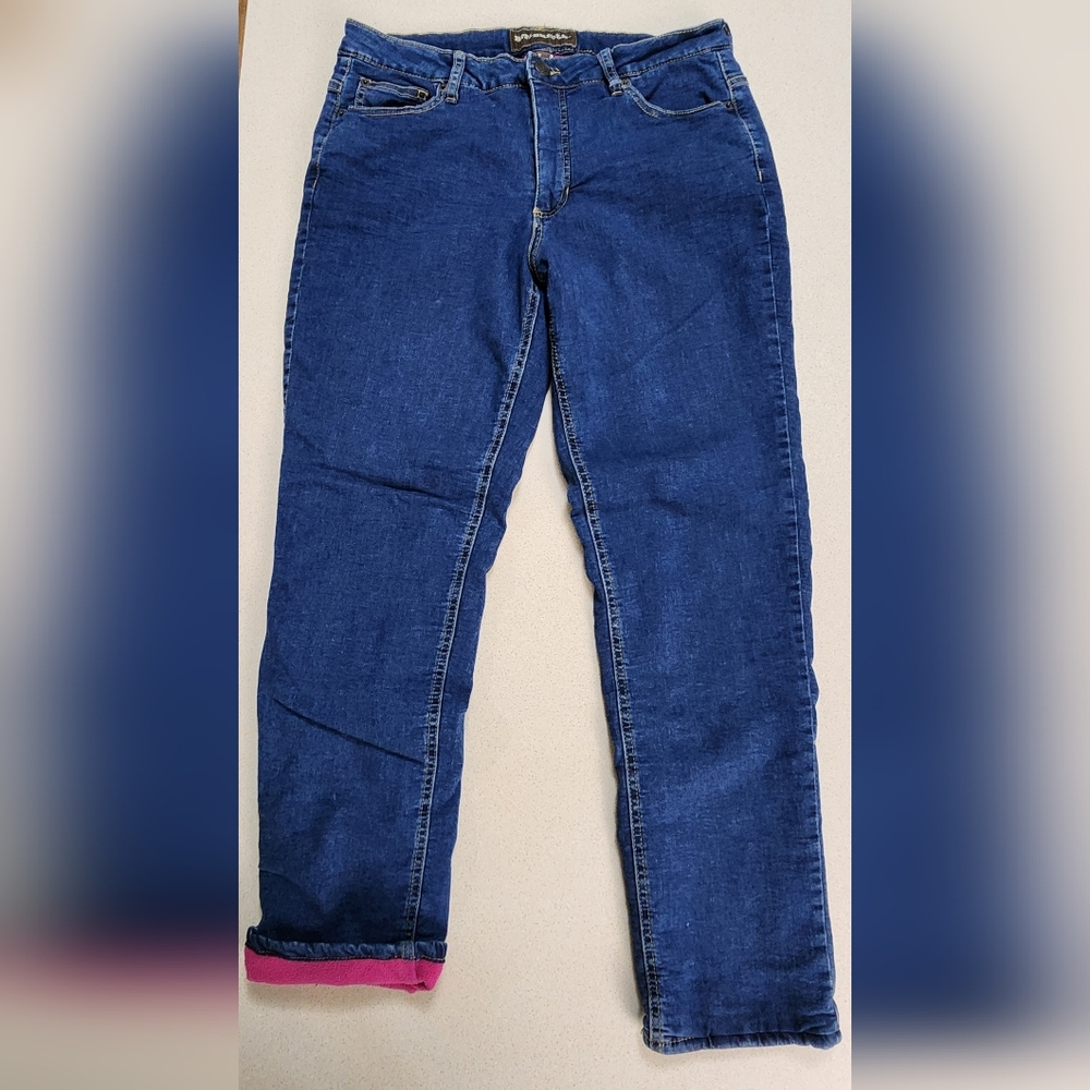 Bit & Bridle Women's Fleece Lined Denim Blue Jeans,  Size 12, 29"